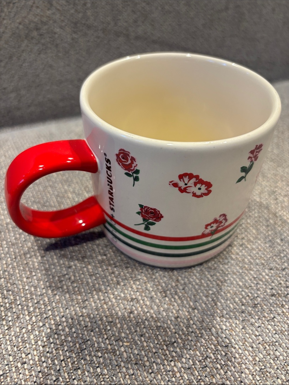 Starbucks +Ban.do 2018 limited edition featuring rose pattern with Red Handle